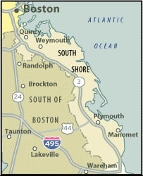 Map of South Shore of Massachusetts